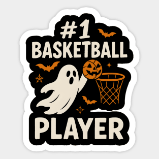 #1 Basketball Player Funny Halloween Ghost Gift Sticker